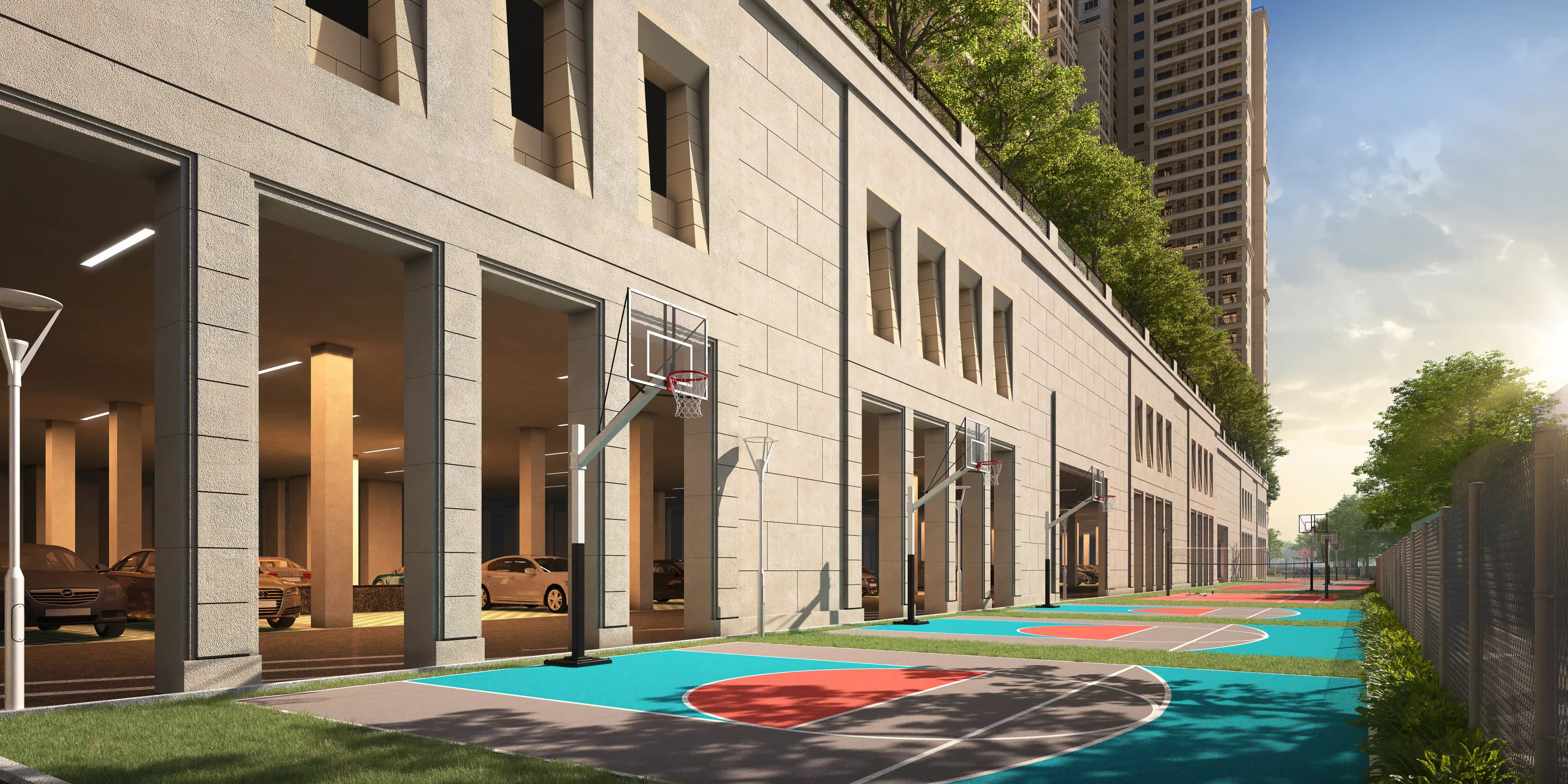 Modern residential complex in Nagpur with amenities